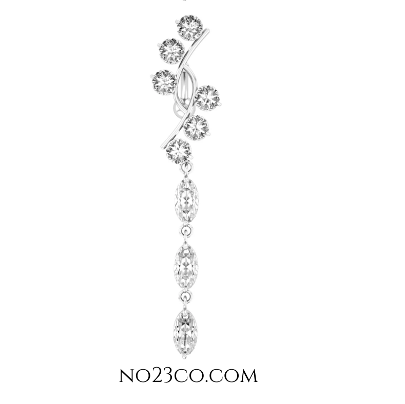 14G Long Navel Ring - Silver Dangle, Surgical Steel 316L Belly Button Piercing - No23Co