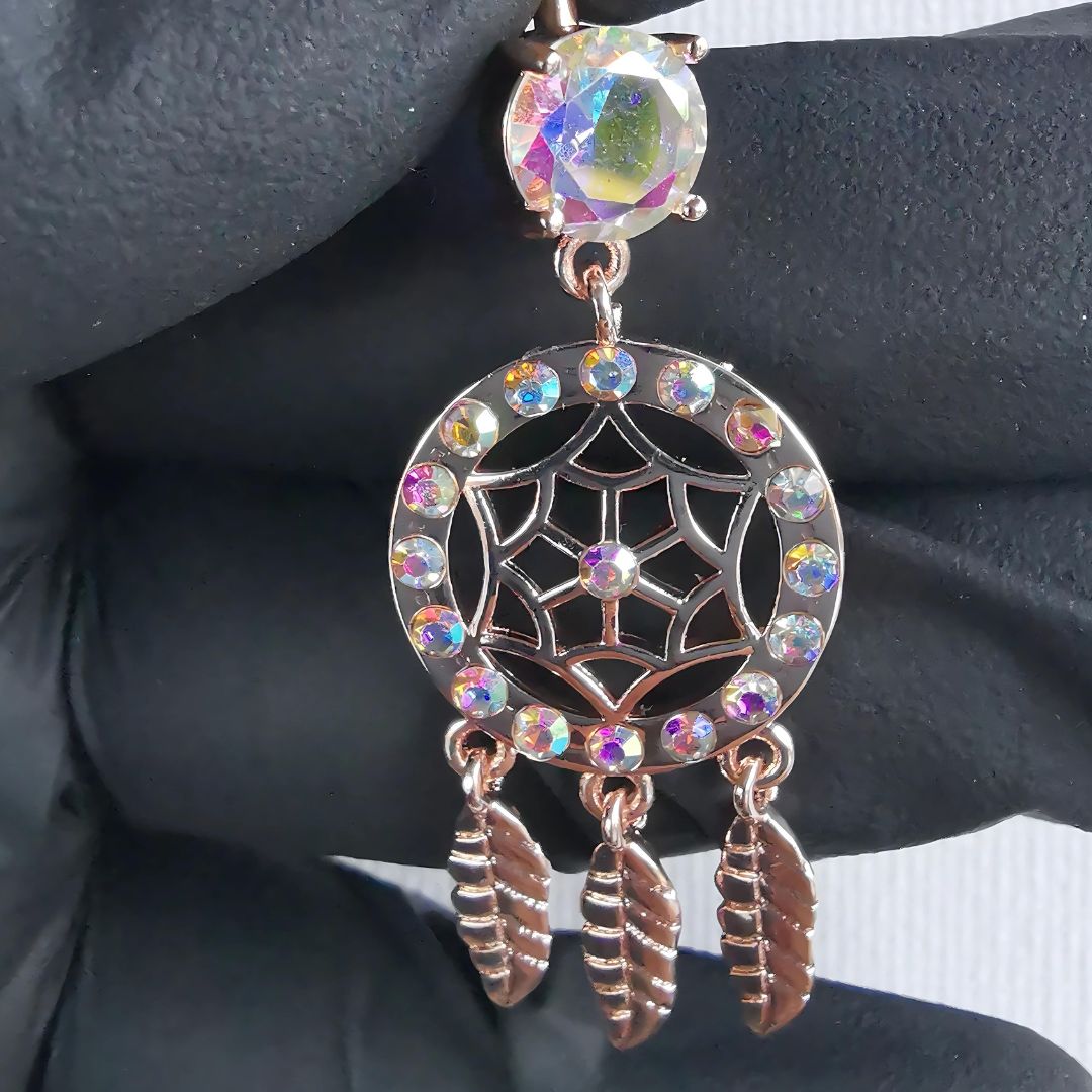14G Silver Dreamcatcher Navel Dangle Ring Belly Button Piercing , Surgical Steel 316L - No23Co