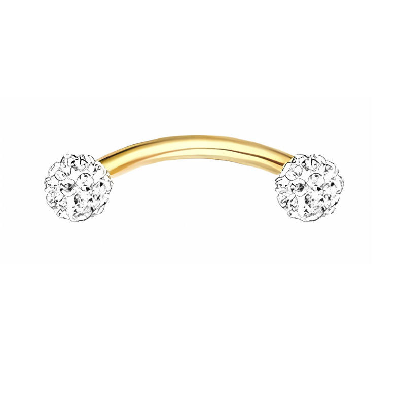 16G Gold Eyebrow Piercing Rook Piercing Stainless Steel with C. Zirconia Balls