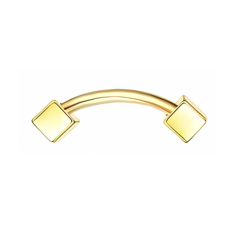 16G Gold Eyebrow Piercing Rook Piercing with Squares Stainless Steel