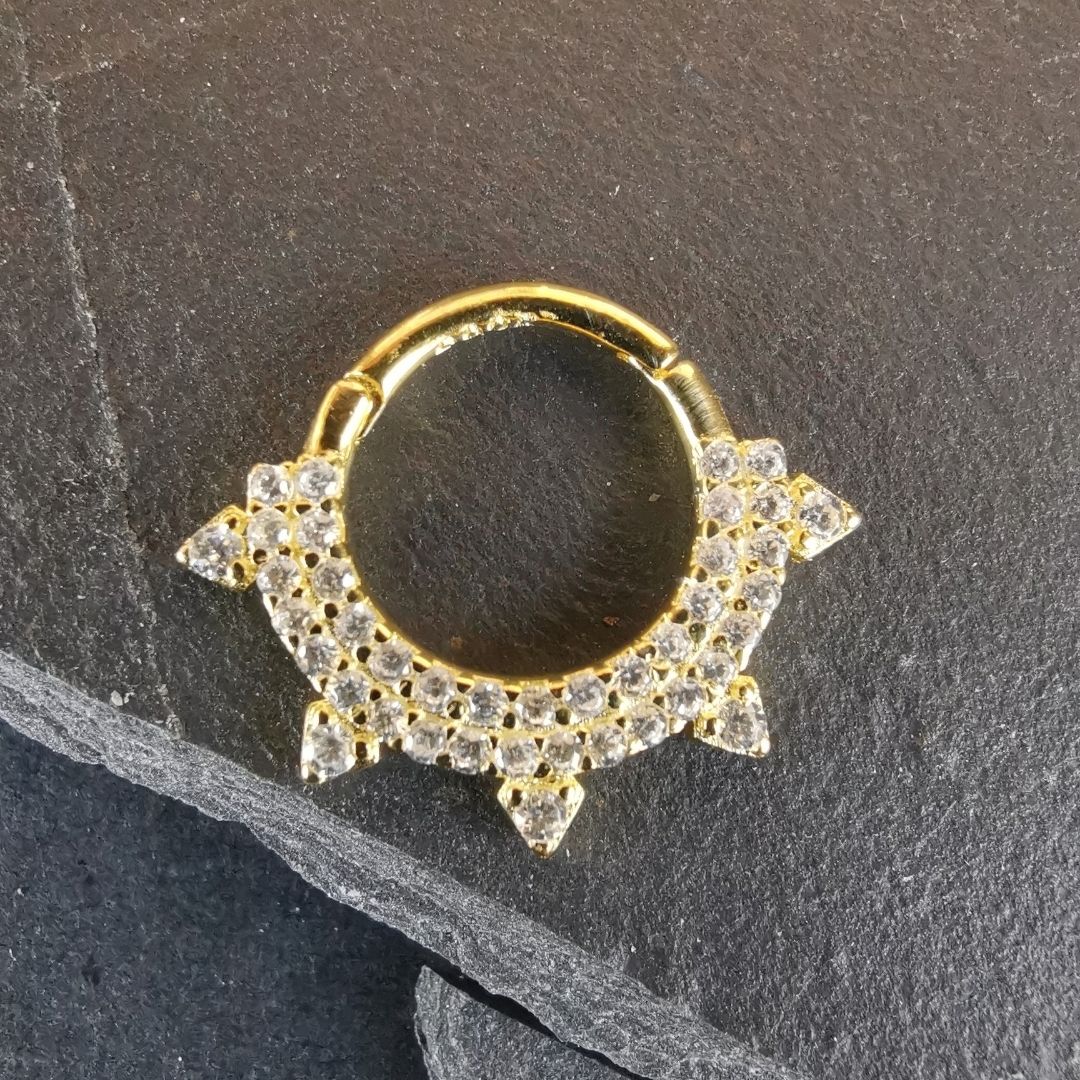 Chic and durable septum daith ring made from 925 sterling silver and finished with 18K gold plating.