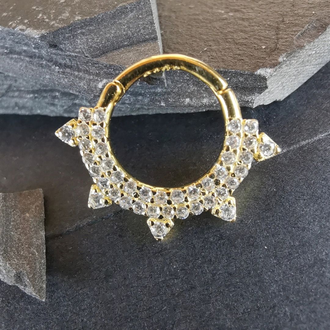 High-quality 18K gold plated piercing jewelry featuring a sleek daith ring design in sterling silver.