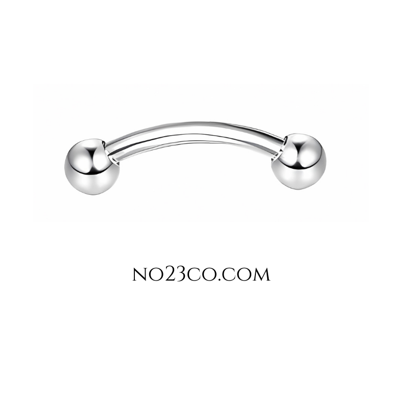 16G Silver Eyebrow Piercing Rook Piercing Stainless Steel with Ball Closures - No23Co