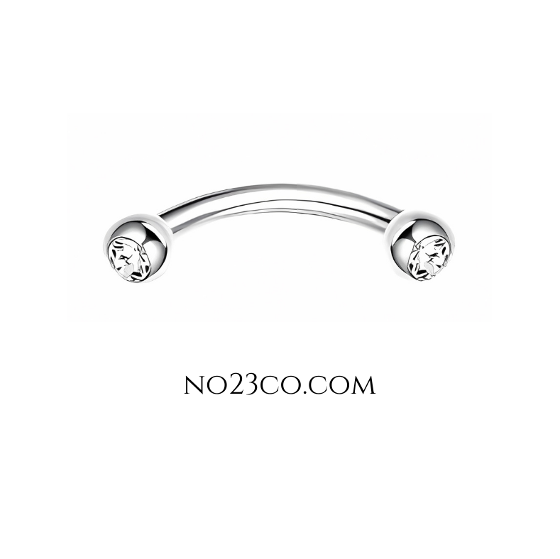 16G Silver Eyebrow Piercing Rook Piercing Stainless Steel with Ball with CZ Closures - No23Co