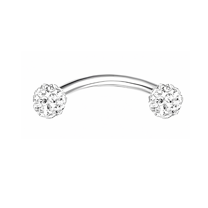 16G Silver Eyebrow Piercing Rook Piercing Stainless Steel with C. Zirconia Balls