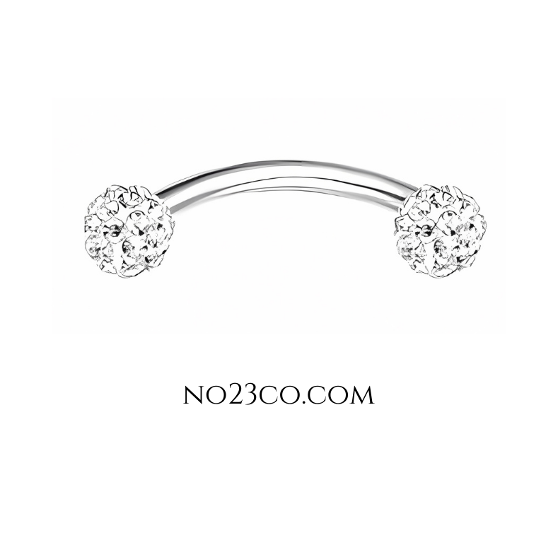 16G Silver Eyebrow Piercing Rook Piercing Stainless Steel with C. Zirconia Balls - No23Co
