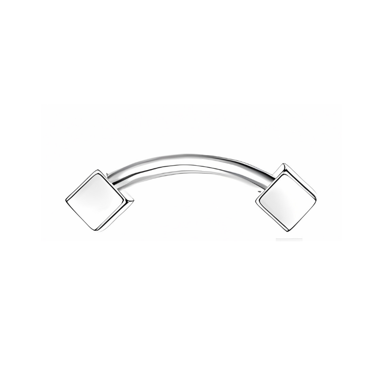 16G Silver Eyebrow Piercing Rook Piercing with Squares Stainless Steel