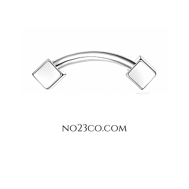 16G Silver Eyebrow Piercing Rook Piercing with Squares Stainless Steel - No23Co