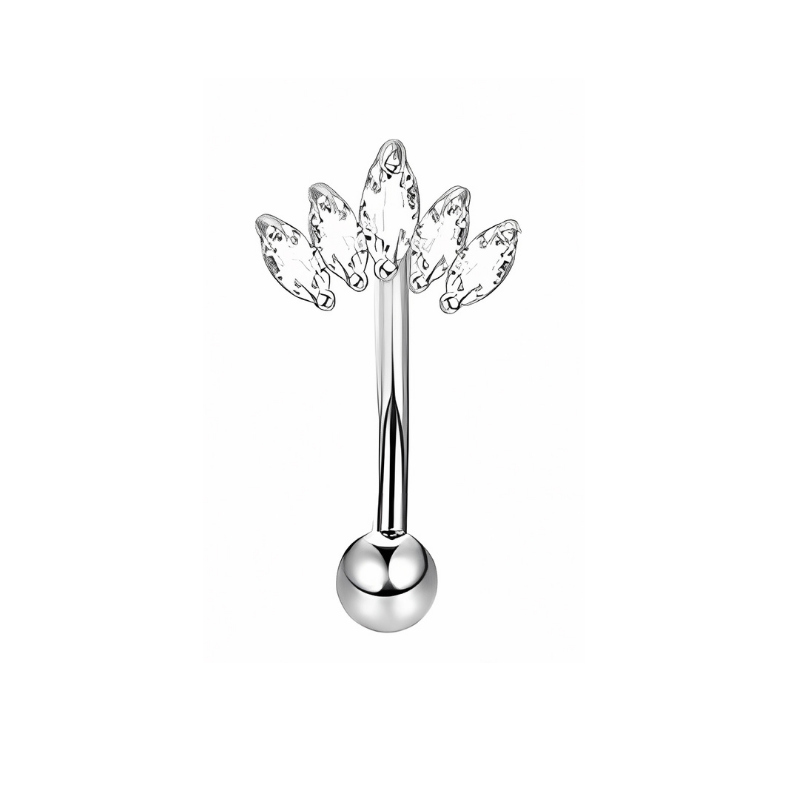 16G Silver Eyebrow Piercing Rook Piercing with Zirconia Crown Stainless Steel