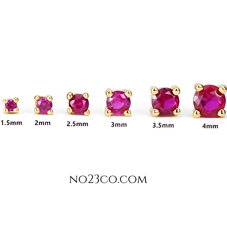 6 magenta stone stud earrings set