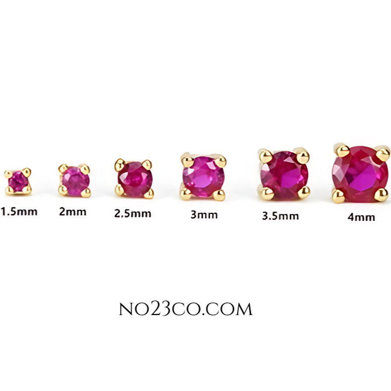6 magenta stone stud earrings set