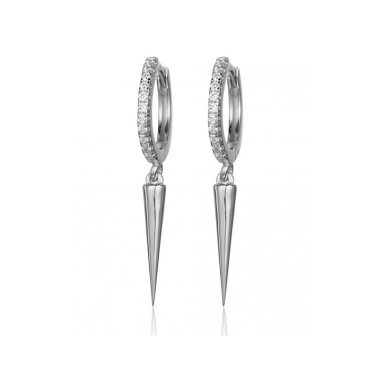 925 Sterling Silver Spike Earrings with CZ Droplets –Ear Piercing - No23Co