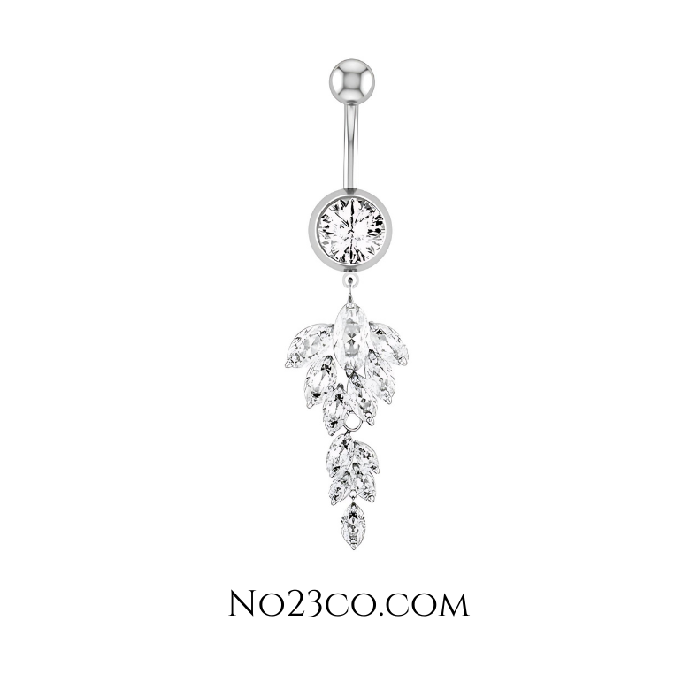 Belly Button Piercing Silver 14G Surgical Steel 316L Navel Ring - No23Co