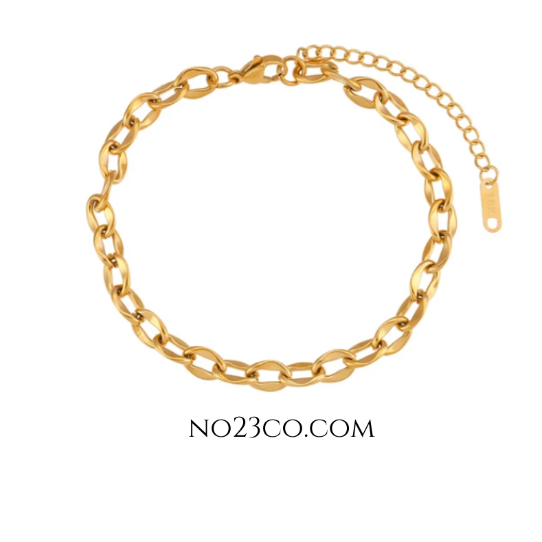 18K Gold PVD Non-Tarnish Chunky Chain Anklet – Durable and Stylish Foot Jewelry - No23Co