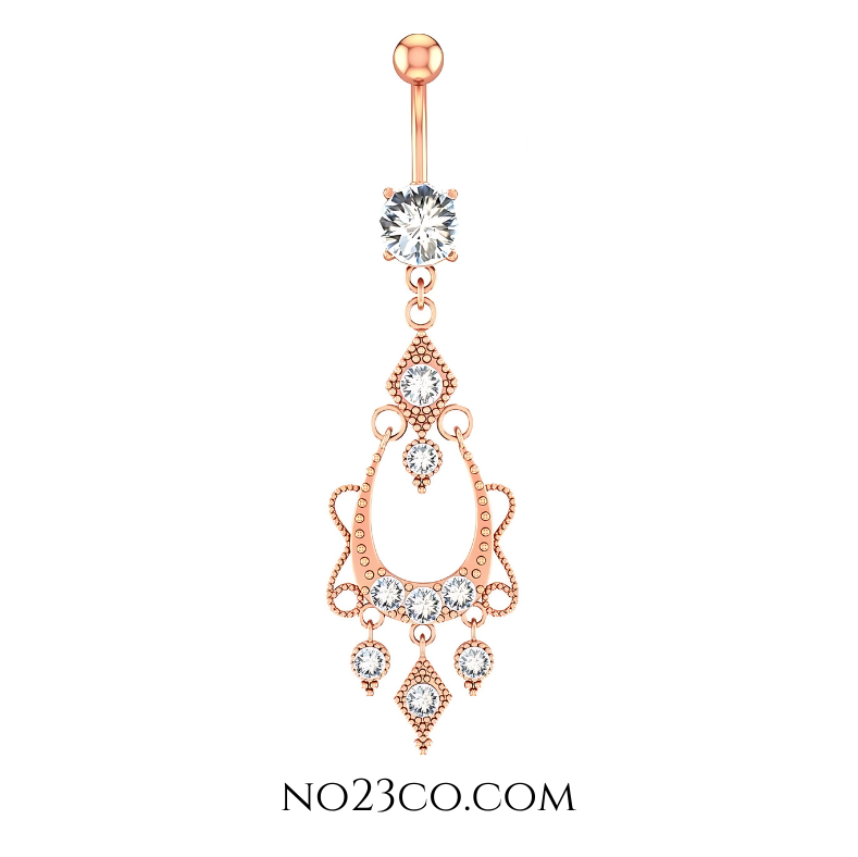 Dangle Rose Gold Boho Navel Ring Belly Button Piercing Jewelry crafted by 14G Surgical Steel 316L in No23Co.com
