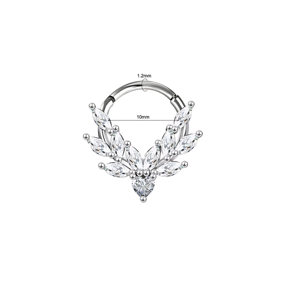 Dimensions of Silver Septum & Daith Ring Clicker – 16G 316L Surgical Steel with Cubic Zirconia