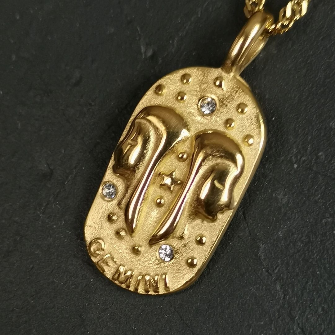Gemini Constellation Necklaces 18K Gold Plated Stainless Steel Hypo-allergenic And Tarnish Free