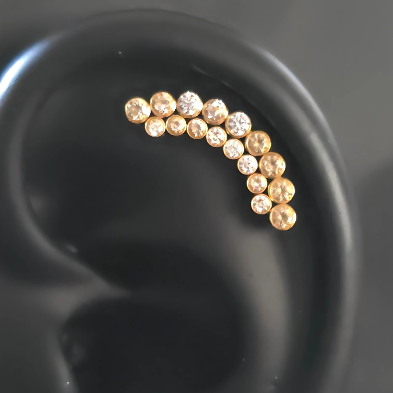 Sleek & Stylish Titanium Gold Implant Earring – 16G Helix, Conch & Cartilage Piercing with Secure Internal Thread – A lightweight, hypoallergenic gold earring designed for comfort and elegance.