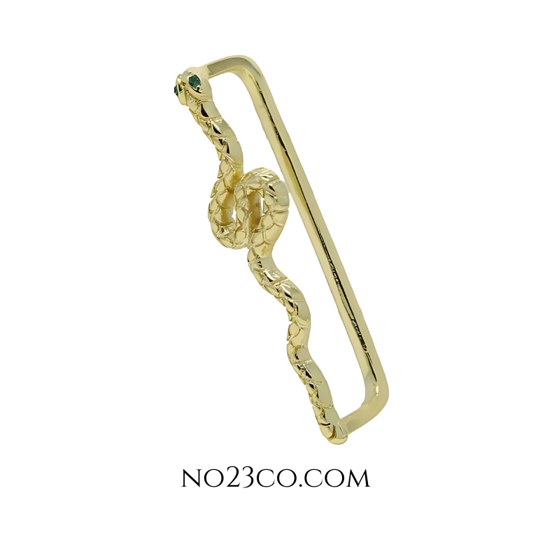 Gold Snake Bar No-Piercing Cuff Earring - No Piercing Industrial Bar - No23Co