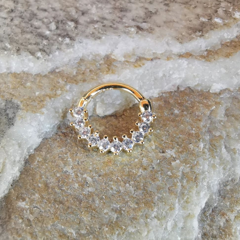 Delicate and minimalist gold daith ring in 18 gauge with a sleek 18K gold finish over sterling silver.