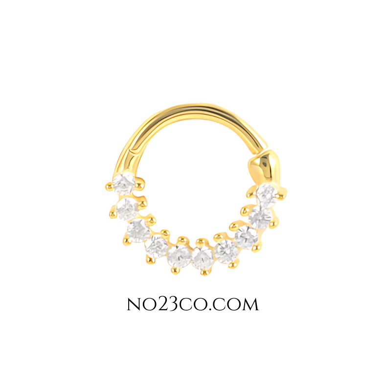 Gold Tiny Septum Ring / Daith Piercing 18G - 18K Gold Plated 925 Sterling Silver 7 mm - No23Co