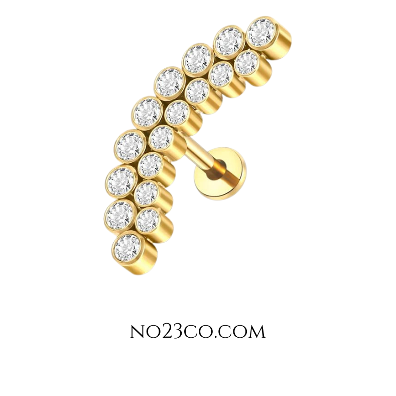 Gold Titanium 16G Conch / Flat / Cartilage Piercing with Internal Thread - Ear Piercing - No23Co