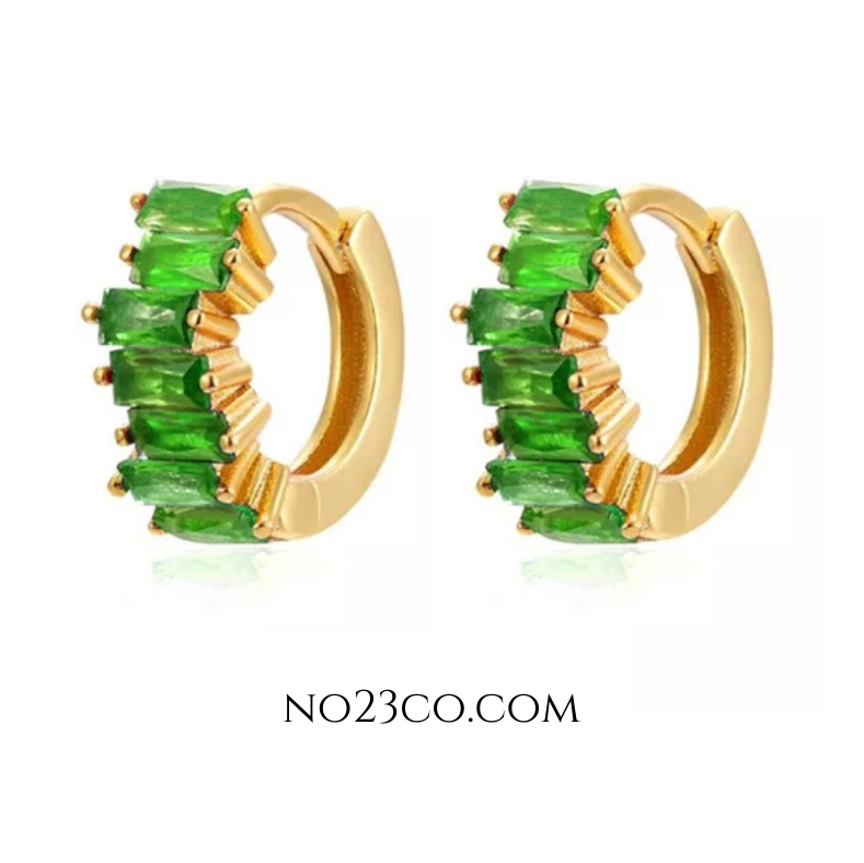 Huggies Gold and Green 18K Gold Plated 925 - No23Co