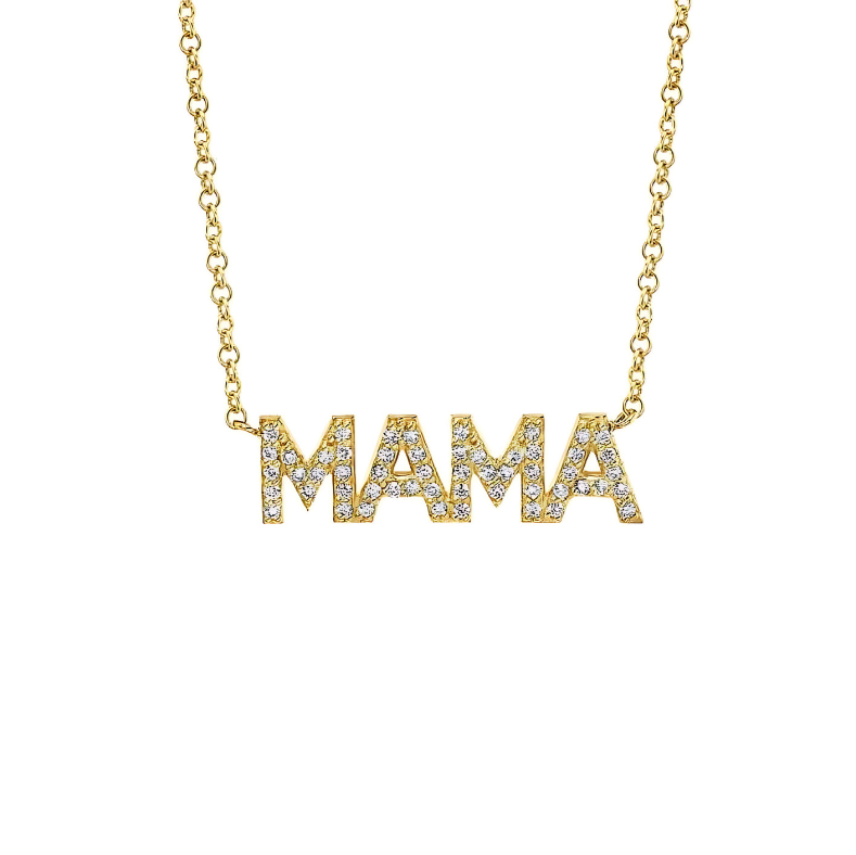 MAMA necklace jewelry with sparkling white 5A zirconia, crafted from 18K gold-plated 925 sterling silver