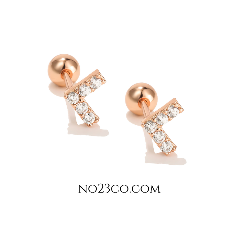 Rose Gold Studs Earrings V shape earrings