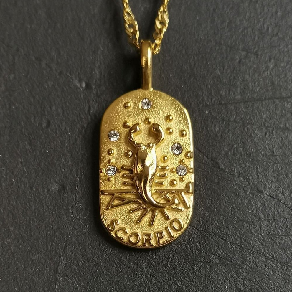 Scorpio Constellation Necklaces 18K Gold Plated Stainless Steel Hypo-allergenic And Tarnish Free