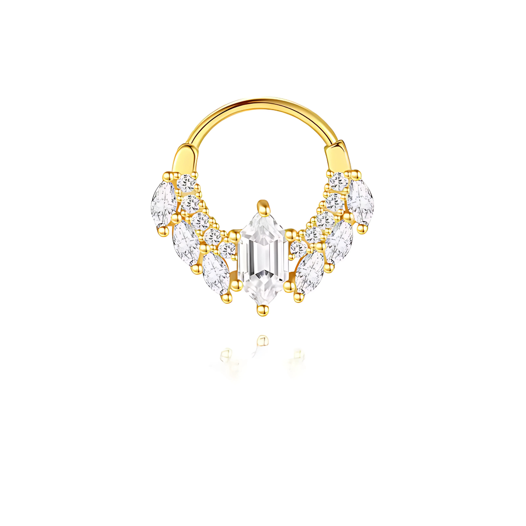 sparkling brilliant‑cut cubic zirconia set in 18 K gold‑plated 925 silver hoop
