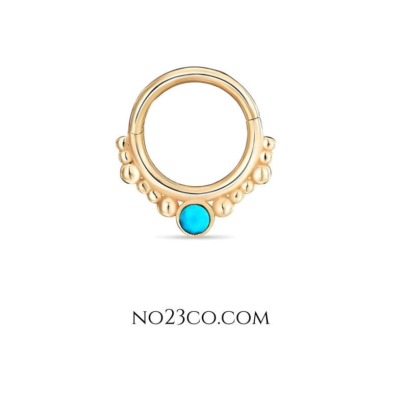 Chic septum daith ring piercing jewelry featuring a stunning turquoise stone accent.