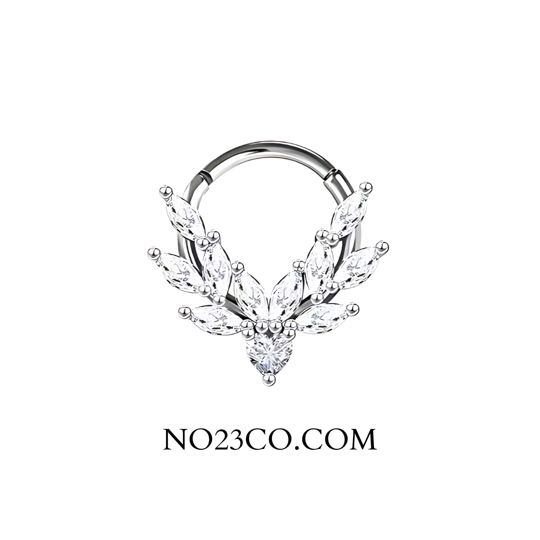 Hypoallergenic Silver Daith & Septum Clicker with Sparkling CZ Stones – 16G Piercing Jewelry