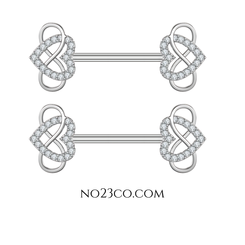 Silver Nipple Bar Piercing 14G made of Surgical Steel 316L - No23Co