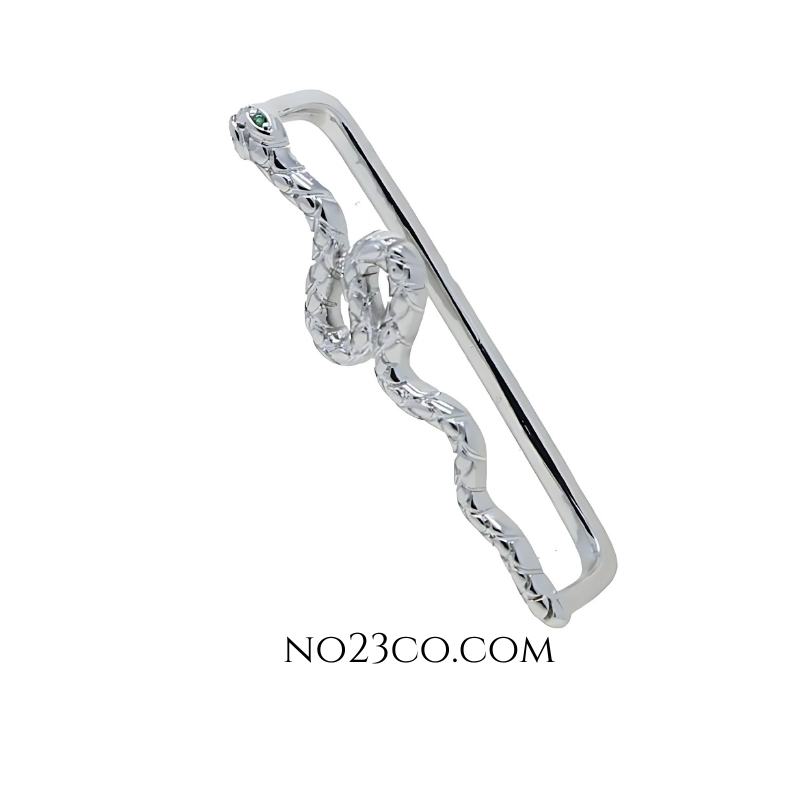 Silver Snake Bar No-Piercing Cuff Earring - No Piercing Industrial Bar - No23Co