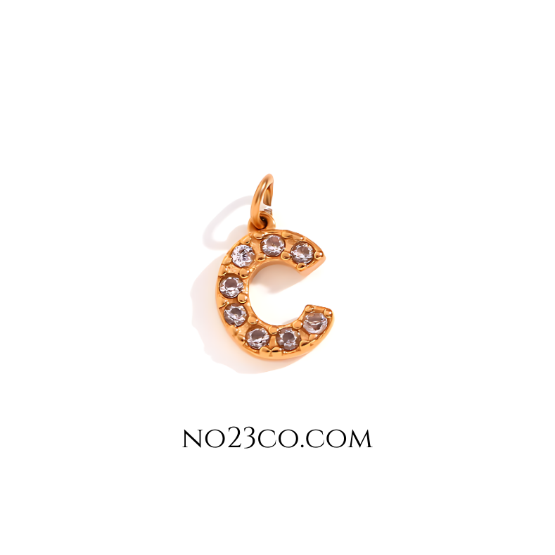 Stainless Steel Gold Plated 18K Letter "C"