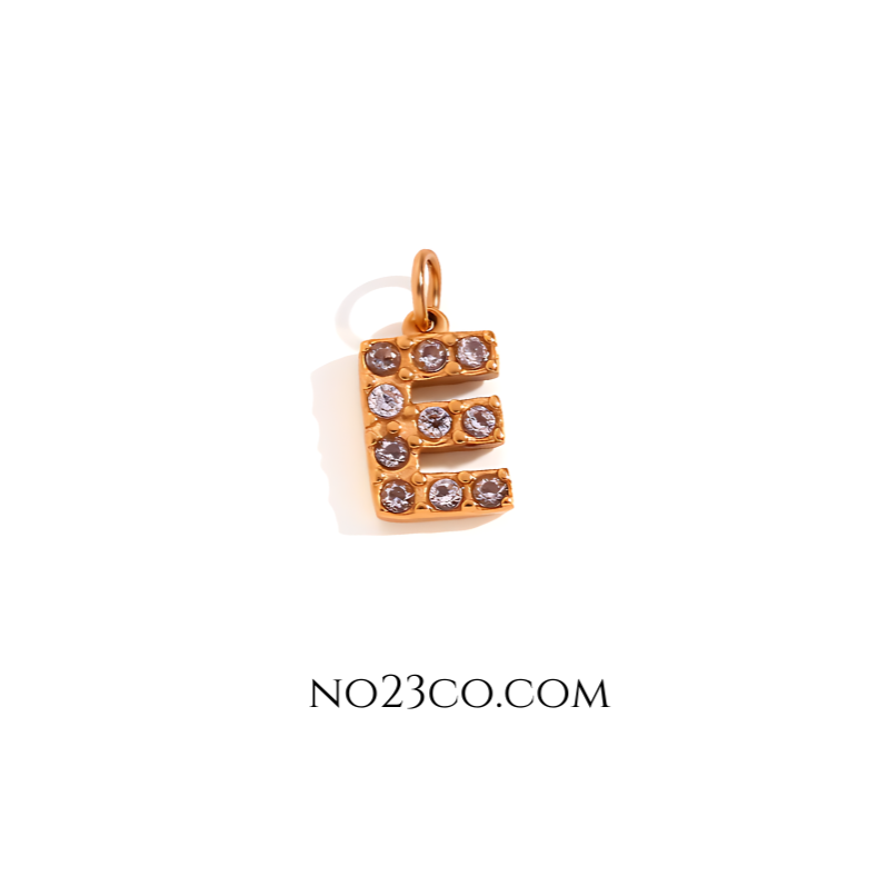 Stainless Steel Gold Plated 18K Letter ''E'