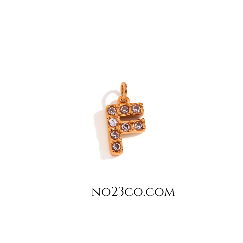 Stainless Steel Gold Plated 18K Letter ''F'