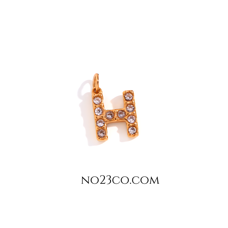 Stainless Steel Gold Plated 18K Letter ''H'