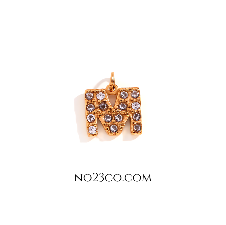 Stainless Steel Gold Plated 18K Letter "M"