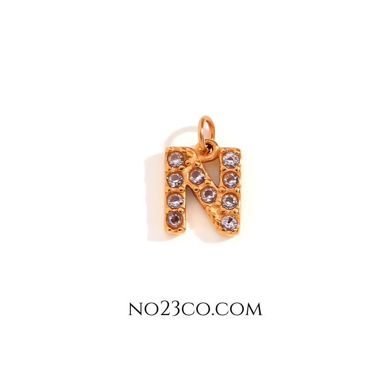 Stainless Steel Gold Plated 18K Letter "N"