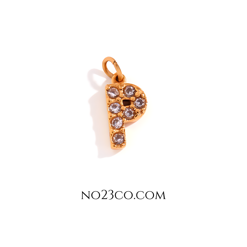 Stainless Steel Gold Plated 18K Letter ''P'