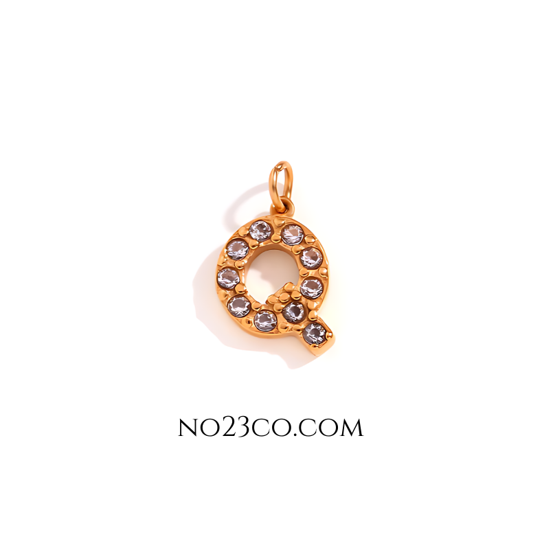 Stainless Steel Gold Plated 18K Letter "Q"