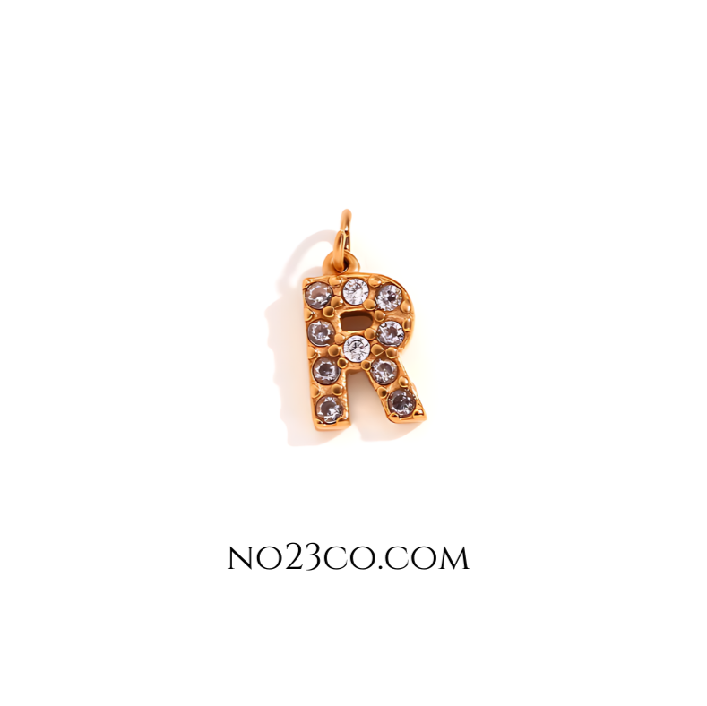 Stainless Steel Gold Plated 18K Letter ''R'