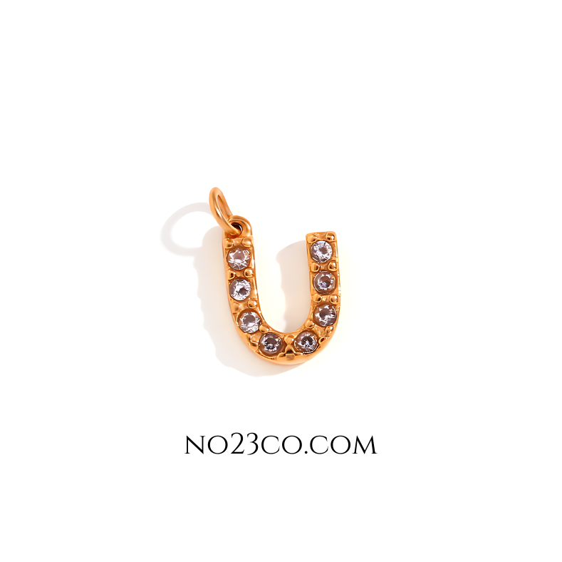 Stainless Steel Gold Plated 18K Letter ''U'
