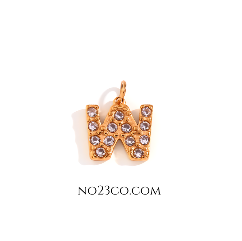 Stainless Steel Gold Plated 18K Letter "W"