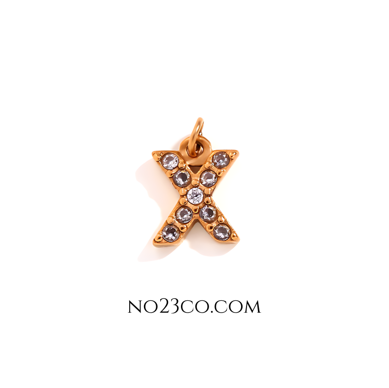 Stainless Steel Gold Plated 18K Letter ''X''