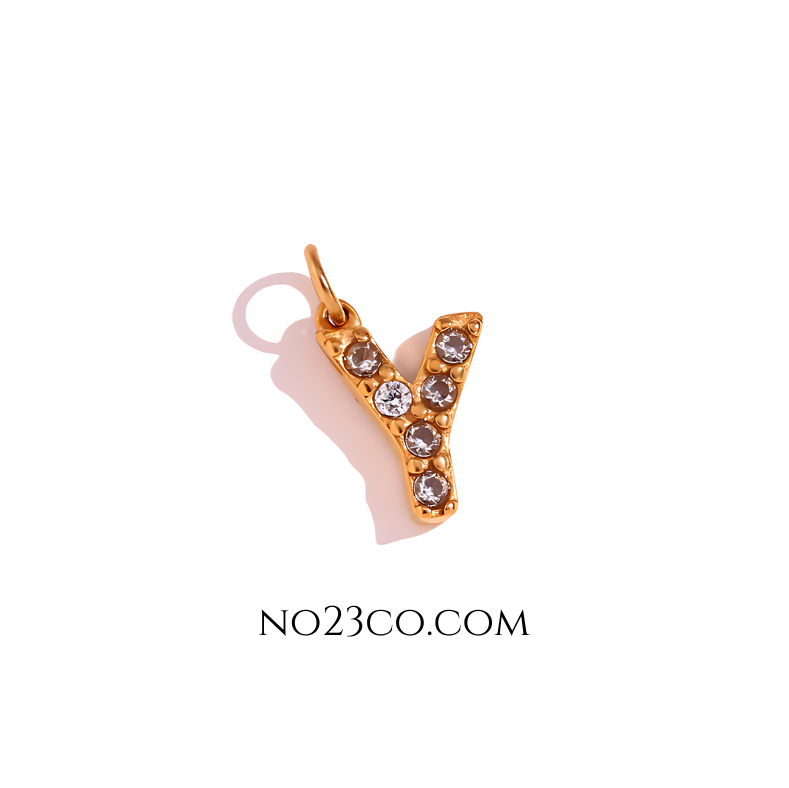 Stainless Steel Gold Plated 18K Letter ''Y''