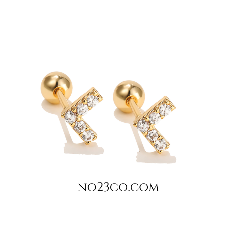 Stud Earrings with V Shape Gold Stainless steel
