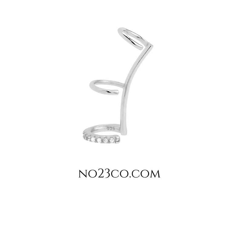 Triple Hoop Cuff Earring No Piercing 925 Sterling Silver - No23Co